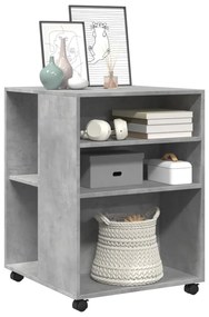 betonszürke szerelt fa kisasztal kerekekkel 55 x 60 x 78 cm