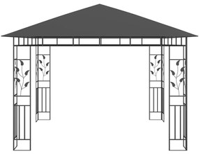 Antracitszürke pavilon szúnyoghálóval 3 x 3 x 2,73 m 180 g/m²