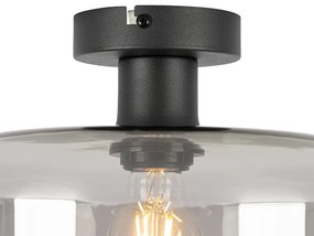 Art Deco mennyezeti lámpa fekete füstüveggel - Bizle