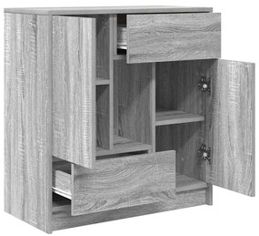 szürke sonoma komód fiókokkal és ajtókkal 70,5x34x74,5 cm