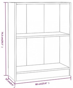 szürke sonoma színű szerelt fa könyvespolc 60 x 24 x 76 cm