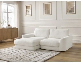 Fehér buklé sarokkanapé (bal oldali-heverő résszel) Leonore – Bobochic Paris
