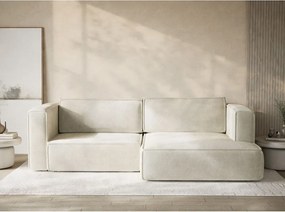 Krémszínű zsenília kinyitható-tárolóhelyes sarokkanapé (jobb oldali-heverő résszel) Velto – Maison de Rêve