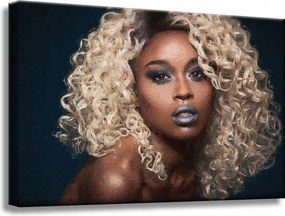 Vászonkép Fekete Nő Szőke haj Loki 60x40 cm