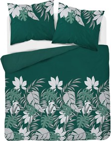 Mikroszálas ágyneműhuzat 220x200 Virágok zöld szürke Light