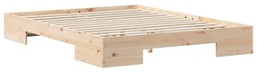 vidaXL Földi ágykeret tárolóval Barna 160 x 200 cm Tömör fenyőfa
