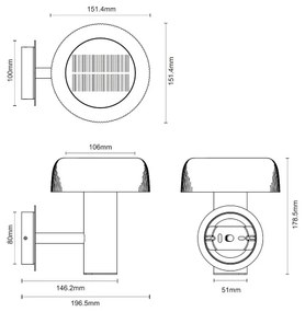 Zuma Line WT33111 - LED napelemes fali lámpa BLUET LED/2,5W/2000mAh IP44 fekete