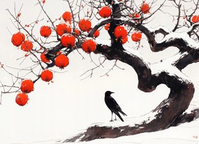 Poszter 18x13cm Holló a fa mellett