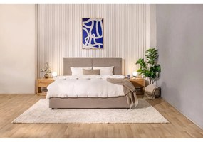 Szürkésbarna kárpitozott ágyneműtartós franciaágy ágyráccsal 160x200 cm Myra Bold – Bonami Selection