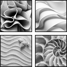4 db-os négyzet alakú poszter szett 50x50 fekete-fehér