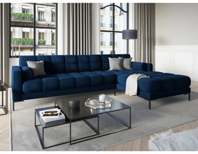 Bali sötétkék bársony sarokkanapé, jobb oldali - Cosmopolitan Design
