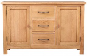 háromfiókos tömör tölgyfa tálalószekrény 110 x 33,5 x 70 cm