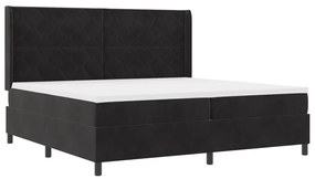Boxspring Ágy Matraccal és LED Fekete 200x200 cm Bársony
