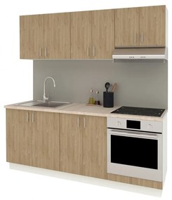 Benita konyhabútor szett V10, választható munkapult 28 mm, 200 cm - Természetes fa-Fehér