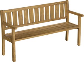 Outsunny 3 személyes kültéri fapad, időjárásálló, támlával és karfával, 360 kg teherbírás, kert/erkély/terasz — 167 x 57 x 93 cm, teak | Aosom