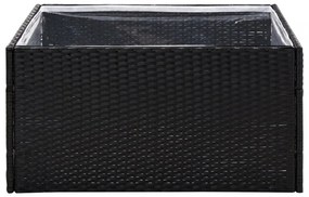 fekete polyrattan kerti ültetőláda 80 x 80 x 40 cm
