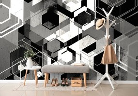 Öntapadó tapéta geometria fekete-fehér kivitelben
