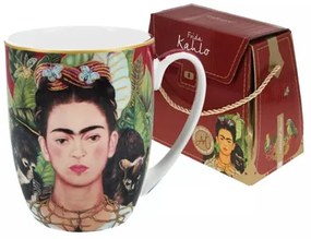 H.C.836-0001 Porcelánbögre 380ml, dobozban, Frida Kahlo: Önarckép tövisnyaklánccal, kolibrivel