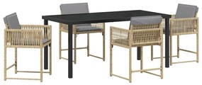 vidaXL Kert étkező szett 5 pcs Bézs polirattan