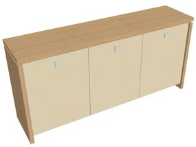 Verno alacsony szekrény 188 x 46 x 90 cm, üvegajtó, világos tölgy / vanília