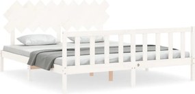 vidaXL fehér tömör fa ágykeret fejtámlával Super King Size