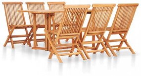 7 részes kültéri összecsukható tömör tíkfa étkezőgarnitúra