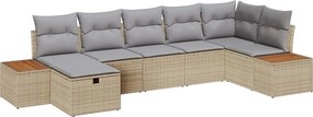 vidaXL Kerti Kanapé Szett párnával 8 pcs Bézs polirattan
