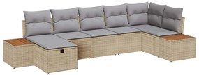 vidaXL Kerti Kanapé Szett párnával 8 pcs Bézs polirattan