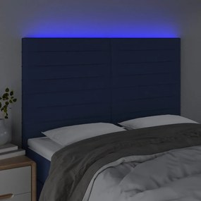 kék szövet LED-es fejtámla 144x5x118/128 cm