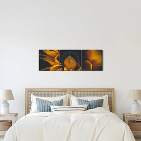 Kép - Napraforgó fekete háttérben (órával) (90x30 cm)