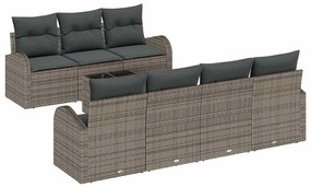 Kerti Kanapé Szett 8 pcs Szürke 55 x 55 x 37 cm polirattan