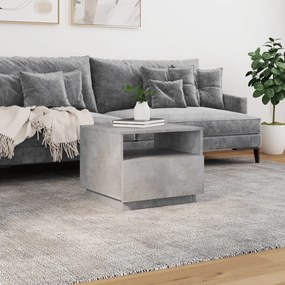 betonszürke dohányzóasztal LED-lámpákkal 50x49x40 cm