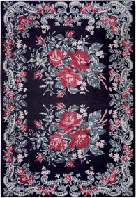 Fekete szőnyeg virágokkal, rózsákkal Nouristan 160x230 cm