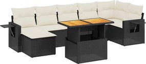 vidaXL 8 részes fekete polyrattan kerti ülőgarnitúra párnákkal