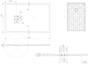 Erga Hyper, SMC zuhanytálca 140x90x2,6 cm + szifon, fehér matt, ERG-V06-SMC-9014S-WH