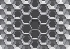 Flizelin fotótapéta Hatszögek Szürke színátmenetes geometria 368x254 +ragasztó