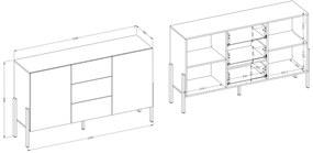 Komod fiokokkal Wezilo 154 cm - fehér supermat