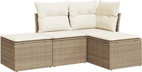 vidaXL 4 részes bézs polyrattan kerti ülőgarnitúra párnákkal