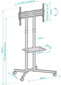 CONNECT IT CMH-9100-BK - Mobil TV állvány polccal 37-70” fekete