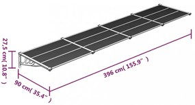 fekete polikarbonát ajtóelőtető 396 x 90 cm