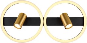 Globo 57033-2 Fali lámpa fém fekete matt, fém sárgaréz matt, műanyag fehér, HxSzxM: 600x300x155mm, LED 24W 230V, 2850lm forrás, 1400lm kimenet, 3000K, 2x GU10 LED 5W 230V izzók nélkül