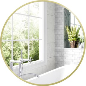 HOMCOM Fürdőszoba Tükör Ø60 cm Fali Tükör Dekoratív Tükör Alumínium Kerettel és Könnyen Telepíthető Kampóval Nappali, Előszoba, Folyosó Arany | Aosom