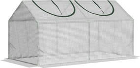 Outsunny Üvegház Ablakkal, PE Rácsos Fóliával, Acélvázas Üvegház, Erkélyre, Kertbe, 120x60x60cm, Paradicsom Üvegház Zöldségekhez, Virágokhoz, Növények