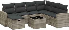 vidaXL 8 részes világosszürke polyrattan kerti ülőgarnitúra párnával