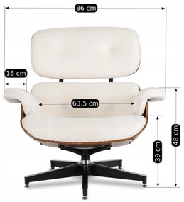 Prémium Forgó Fetel Lábtartóval Fehér Bouclé Szövettel. PALERMO