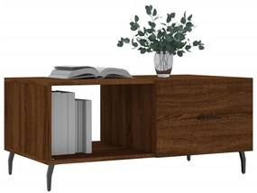 Barna tölgyszínű szerelt fa dohányzóasztal 90 x 50 x 40 cm