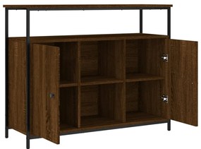 barna tölgy színű szerelt fa tálalószekrény 100 x 35 x 80 cm