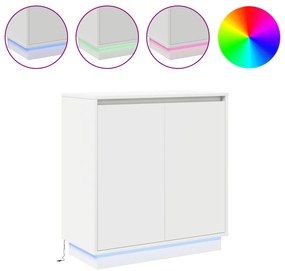 LED éjjeliszekrény Fehér - 71x34.5x75 cm, Mérnökfából készült