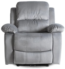 Elektromosan Vezérelhető Masszázsfunkciós Relaxfotel Szürke Bársony Kárpittal. ARON