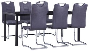 7 részes szürke művelúr étkezőgarnitúra